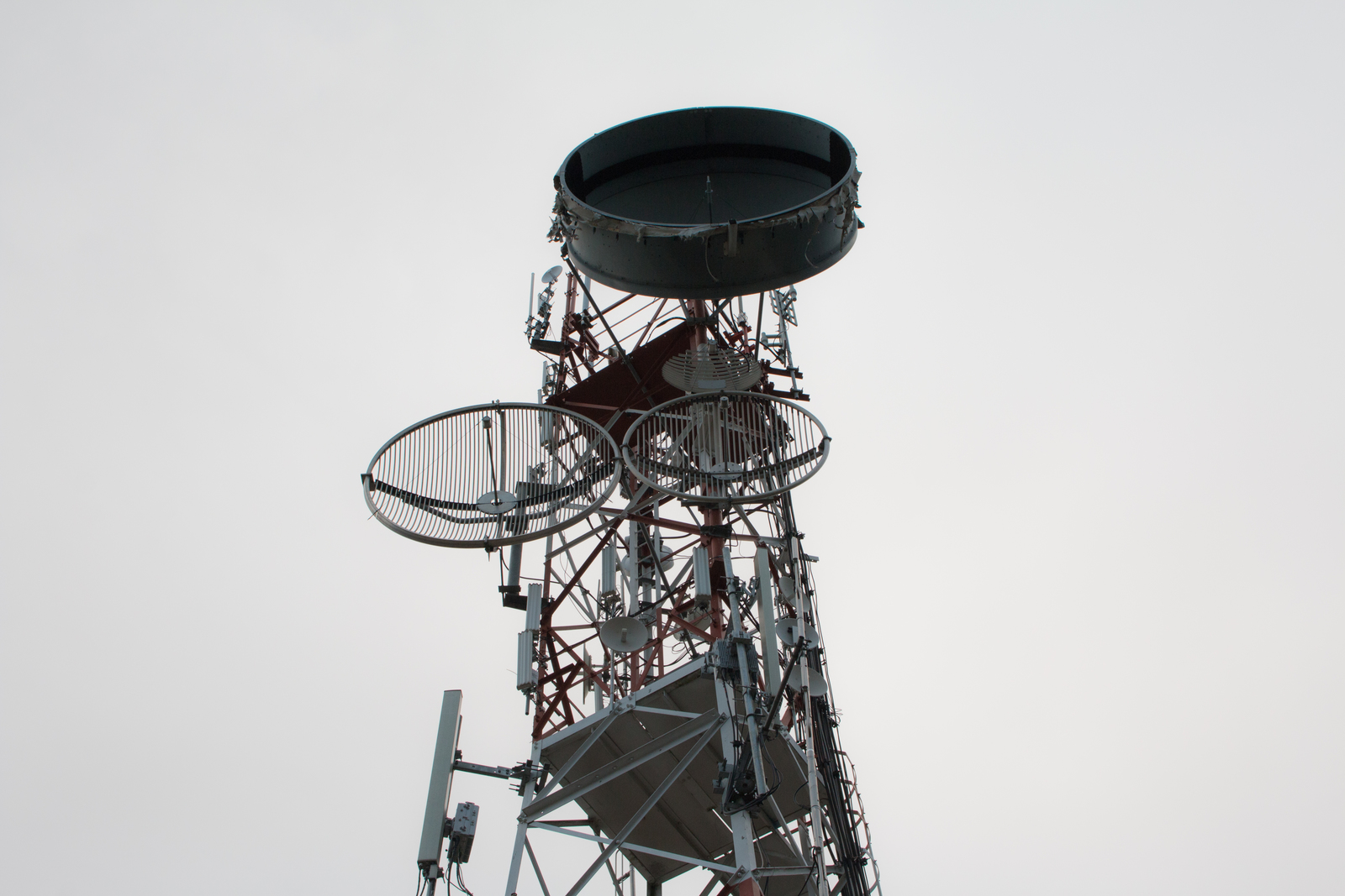 Telecommunication tower blue sky background,Phone antenna